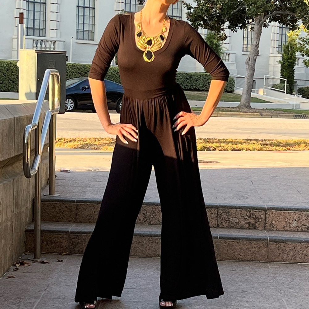 Jumpsuit Round Neck 3/4" Sleeve